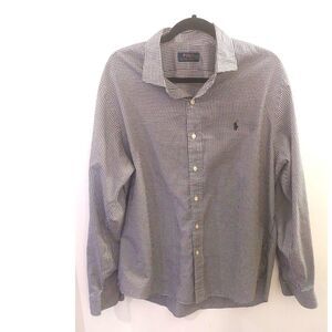Polo Ralph Lauren Gingham Button Down Shirt Mens XL Black White Check Pony Logo